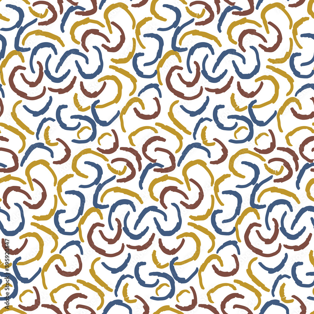 Obraz premium Abstract vector seamless pattern in trending colors: navy, mustard and maroon. Trendy and creative magazine covers, invitations, flyers, cards, wallpaper, web background.