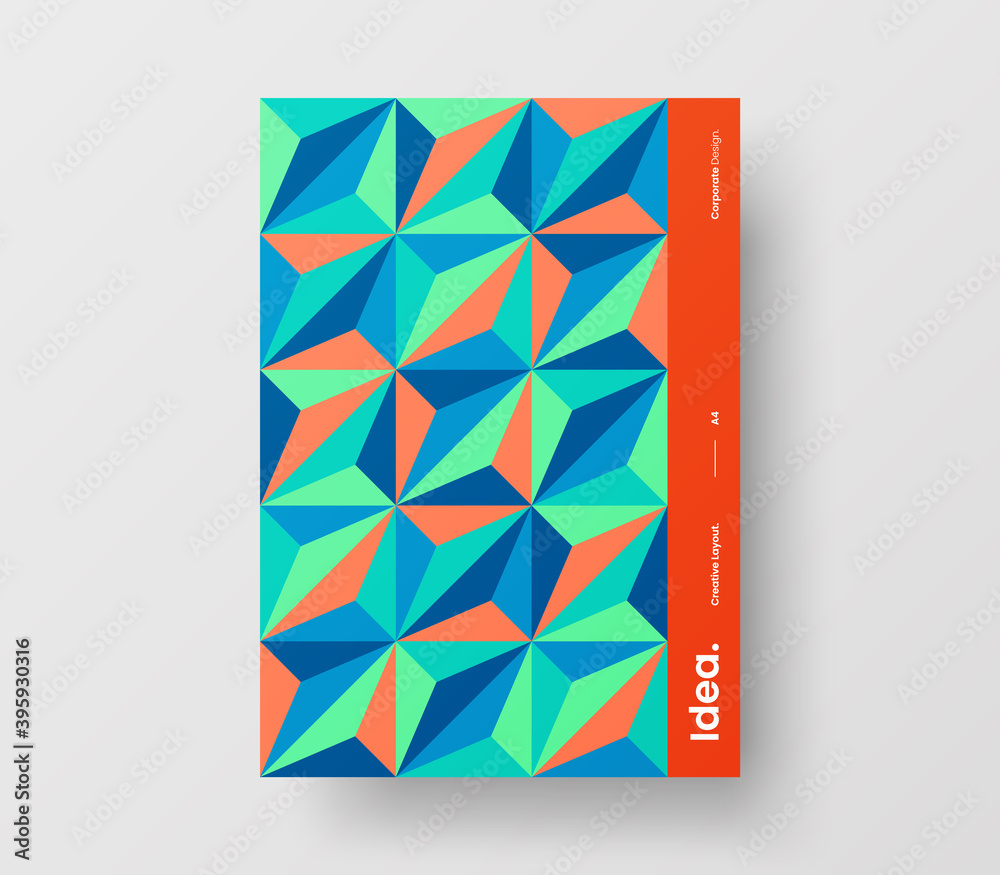 Brochure front page design layout. Vertical corporate identity A4 report cover. Modern abstract geometric vector business presentation illustration template.