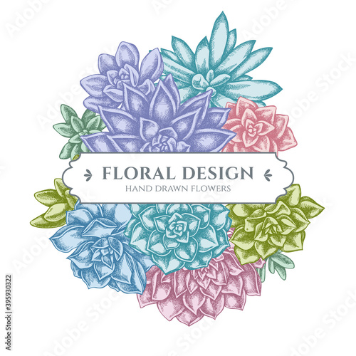Floral bouquet design with pastel succulent echeveria, succulent echeveria, succulent