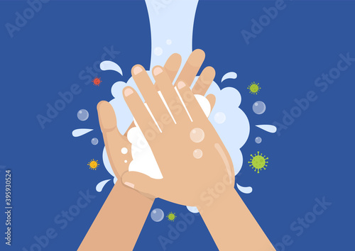Washing hands with soap. vector eps10	