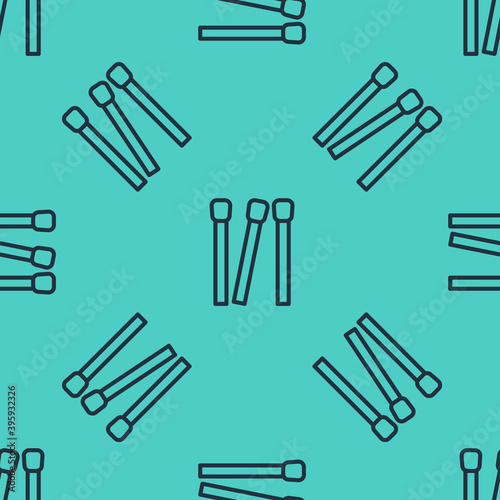 Black line Matches icon isolated seamless pattern on green background. Vector.