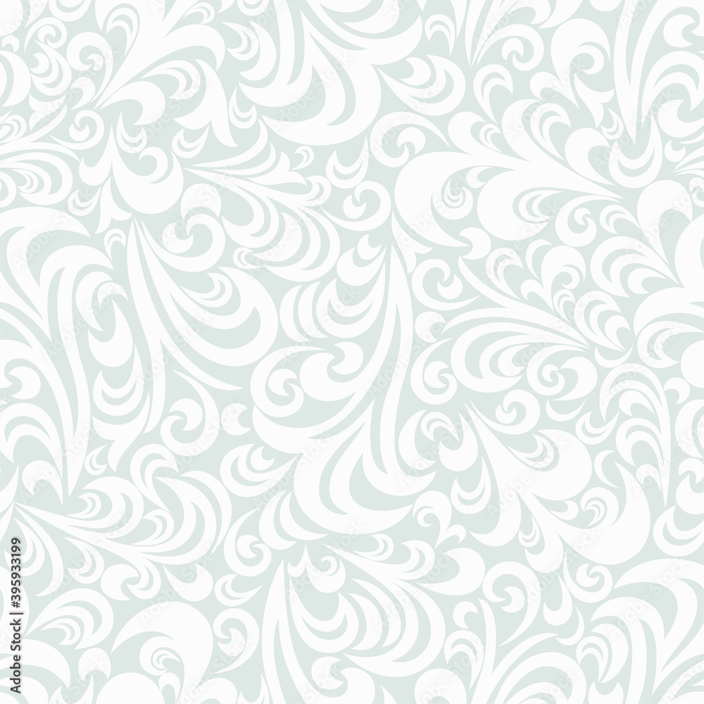 Seamless grey background with white pattern in baroque style. Vector retro illustration. Ideal for printing on fabric or paper for wallpapers, textile, wrapping. Seamless grey background with white pattern in baroque style. Vector retro illustration. Ideal for printing on fabric or paper for wallpapers, textile, wrapping.