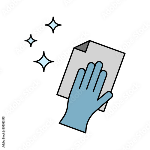 Cleaning with rag line icon. linear style sign for mobile concept and web design. Hand wiping with cloth icon on white background. color editable