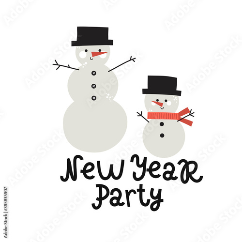 vector snowman holiday invitation, christmas winter card, background