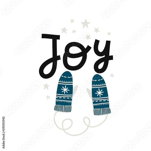vector cute blue mittens, congratulation postcard, background