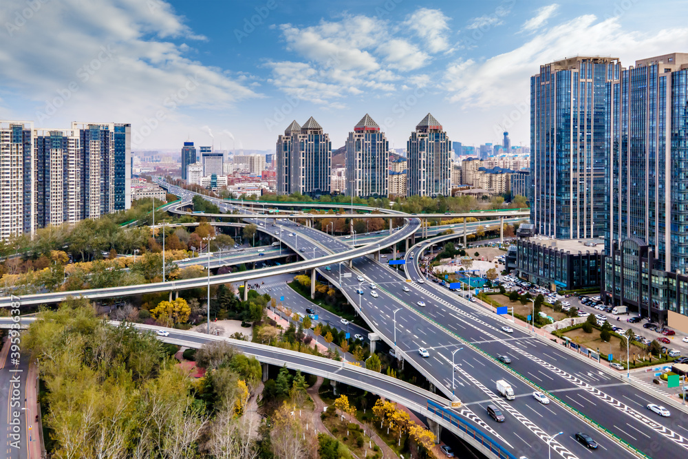 Fototapeta premium Aerial photography overpasses in modern Chinese cities