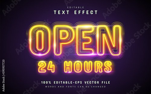 Open text, colorful neon text effect