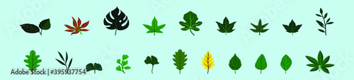 set of leaves modern cartoon icon design template with various models. vector illustration isolated on blue background