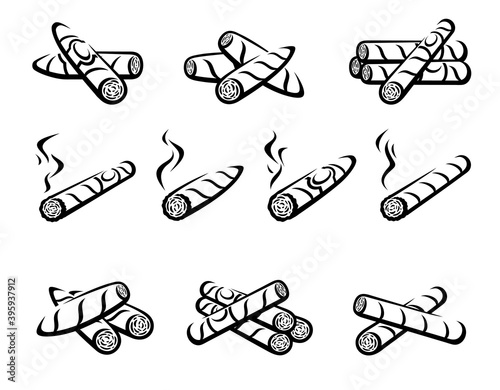 Cigars set. Collection icon cigars. Vector