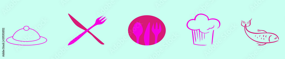 Fototapeta premium set of hotel menu cartoon icon design template with various models. vector illustration isolated on blue background