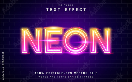 Neon text effect colorful