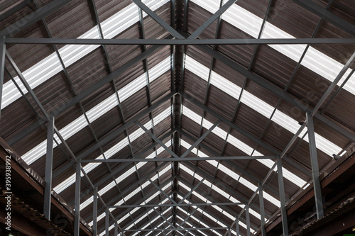 Roof top of industrial, roof structures of industrial building. Structural of roof industrial.