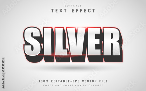 Silver text, editable text effect
