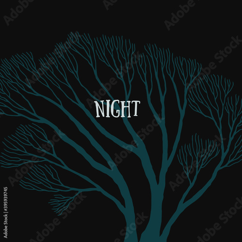 tree, many branches, halloween design vector drawing