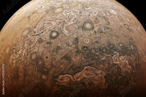 Fototapeta Naklejka Na Ścianę i Meble -  Planet Jupiter on a dark background. Elements of this image furnished by NASA