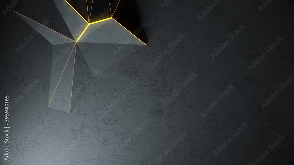 Black abstract triangle background with texture and light  3d rendering animation