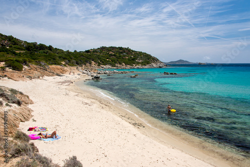 crystal clear water and white sand at Porto sa Ruxi beach in Villasimius photo