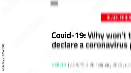 Coronavirus, Covid-19 headline titles across international media. Coronavirus, concept.