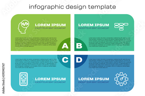 Set line UI or UX design, Front end development, Website statistic and Site map. Business infographic template. Vector.