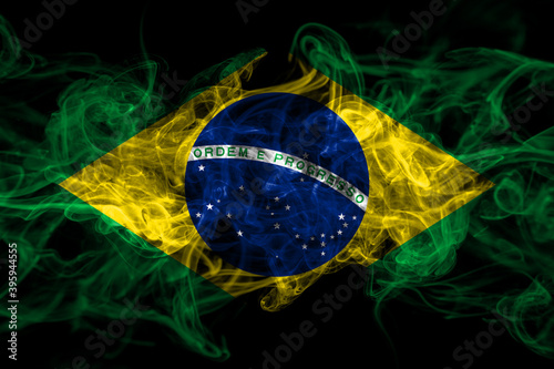 Brazil, Brazilian smoke flag isolated on black background