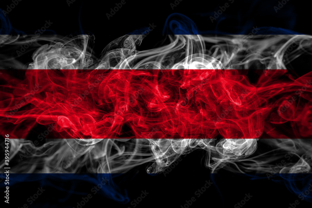 Costa Rica smoke flag isolated on black background Costa Rica smoke flag isolated on black background