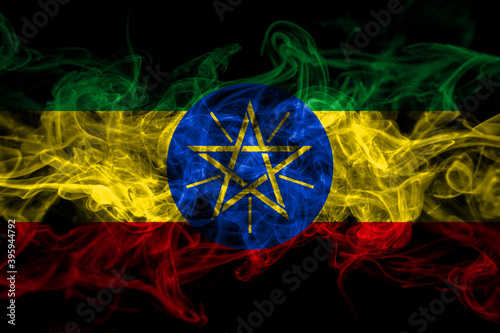 Ethiopia  Ethiopian smoke flag isolated on black background