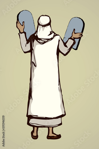 Moses with the tablets. Vector drawing