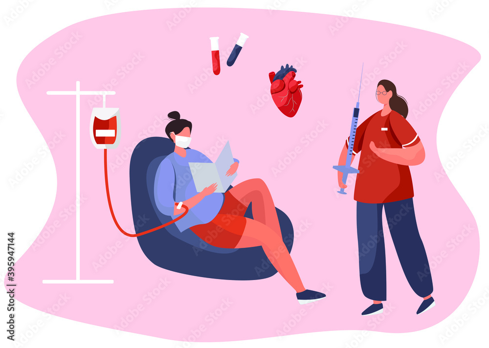 Blood Transfusion and Donate Blood.Volunteer Donating Blood and