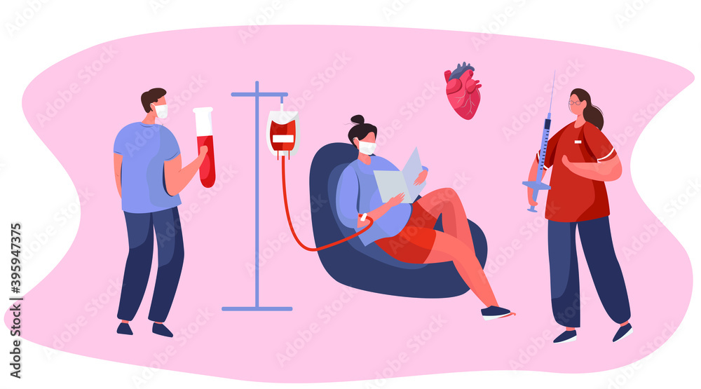 Blood Transfusion and Donate Blood.Volunteer Donating Blood and