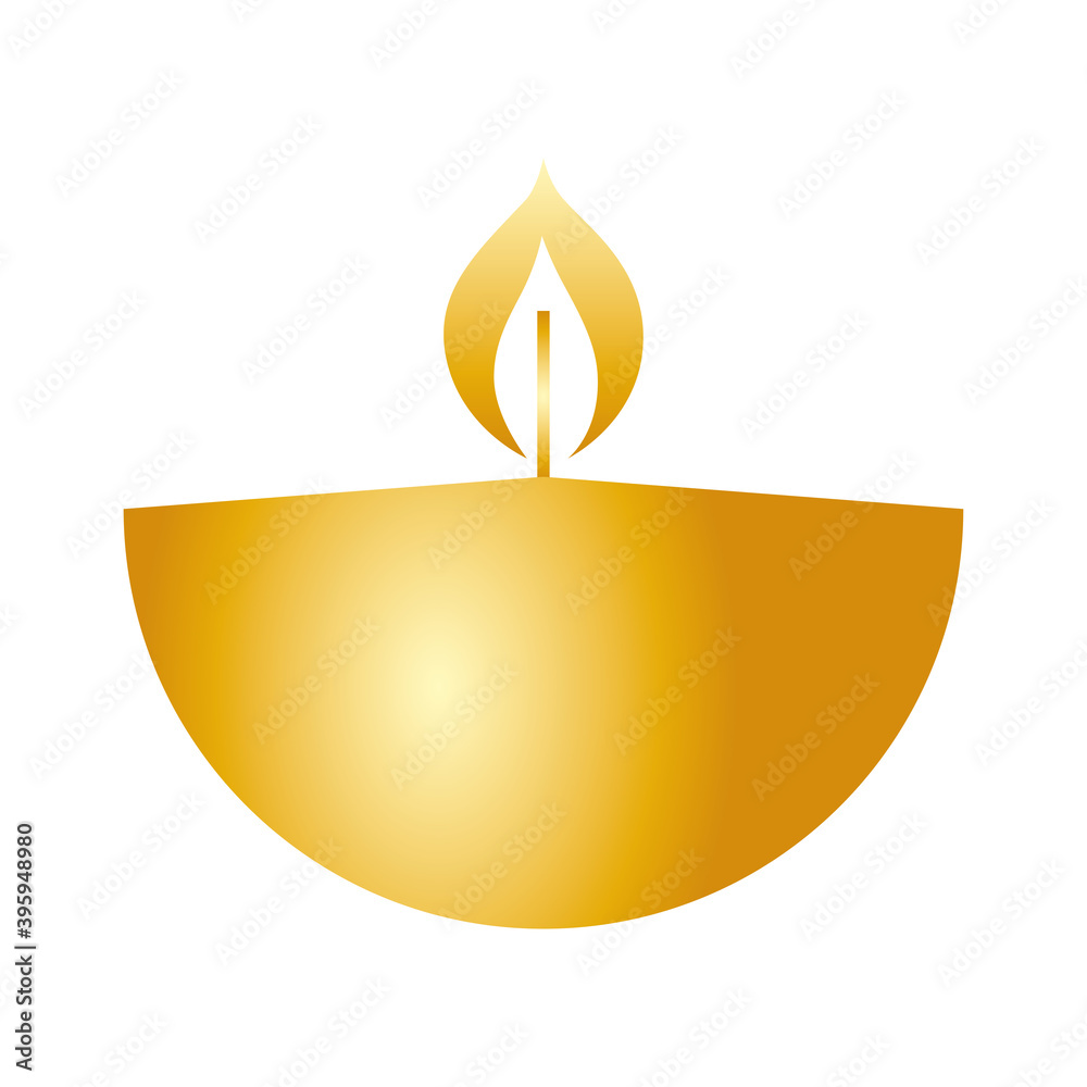 golden diwali candle decorative icon vector illustration design
