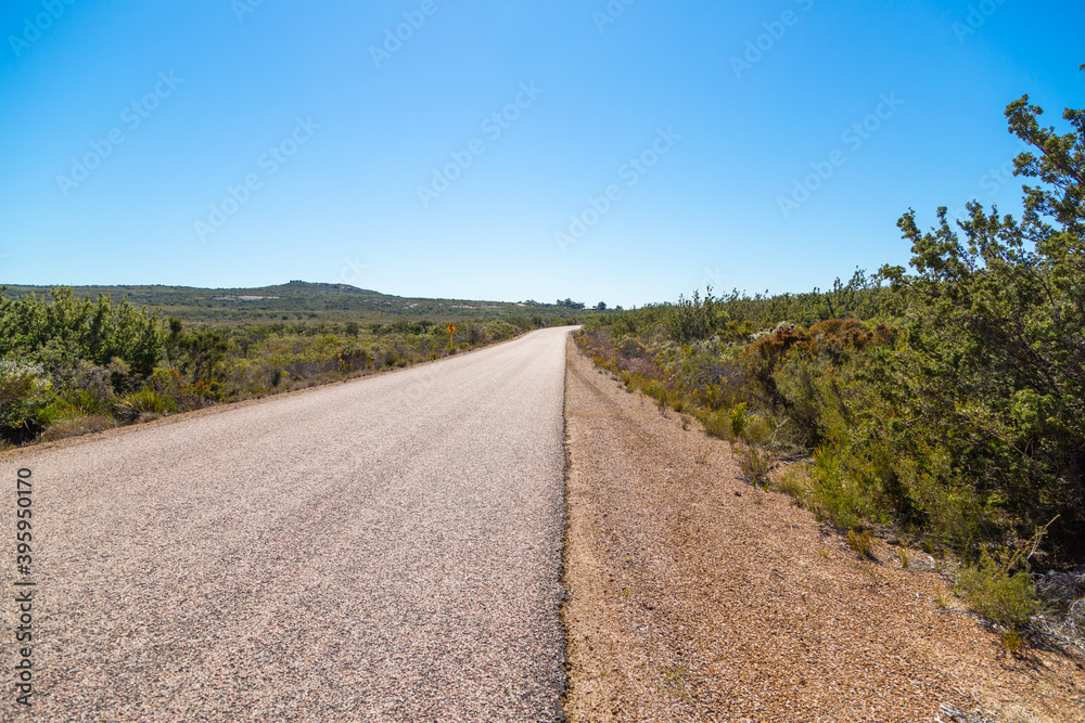 Gravel Road in the Cape Le Grand Nationalpark close to Esperance in Western Australia