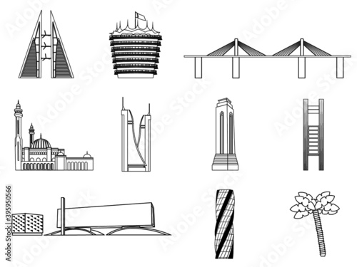 Bahrain modern landmarks vector art