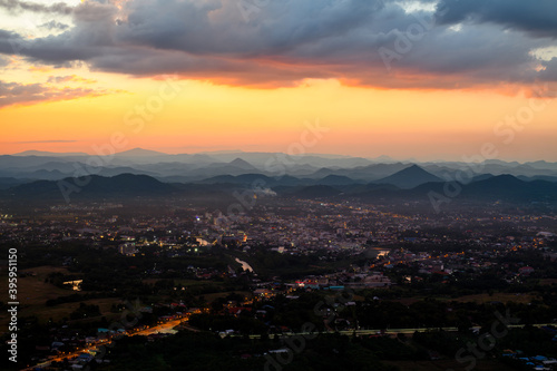 Beautiful landscape sunset from the viewpoint on top mountain at Loei Province, Thailand. © yotrakbutda