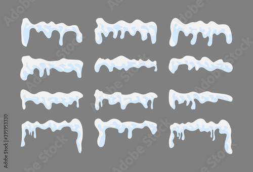 Set of snows on gray background. Flat. Vector illustration