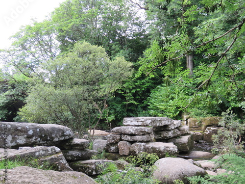Stepping stones on the river dart on dartmoor photo