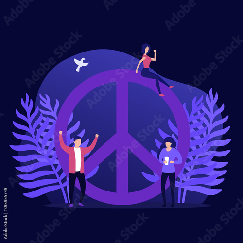 peace sign and people, vector art