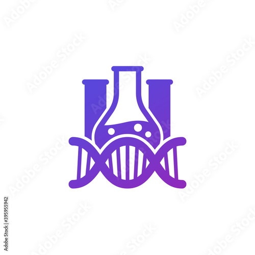 biotechnology and genetic testing vector icon with dna