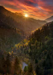 Brilliant sunset in the Smoky Mountains