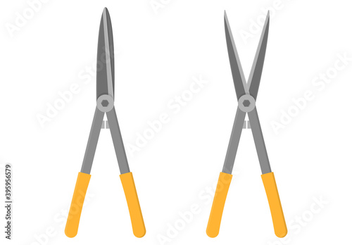 Gardening scissors isolated on white background. Gardening tools. Vector illustration in cartoon style for your design.
