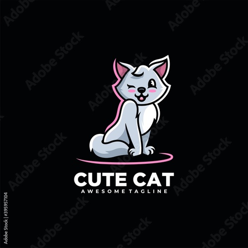 Fototapeta Naklejka Na Ścianę i Meble -  Cat cartoon cute illustration logo design