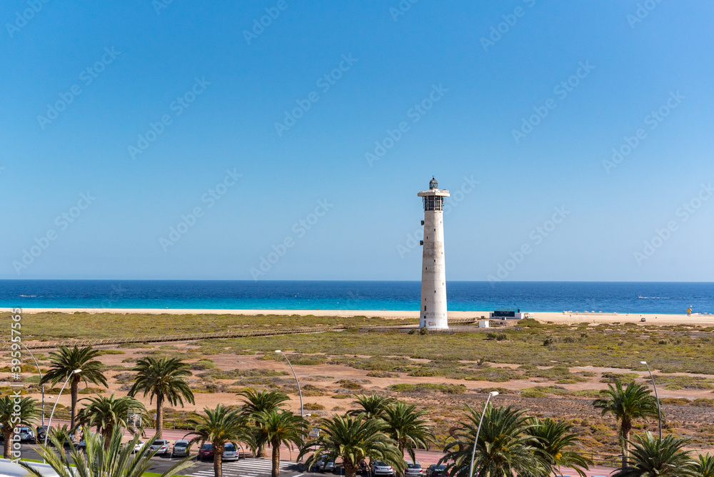 Lighthouse on the Island of Fuerteventura in Spain in the summer of 2020