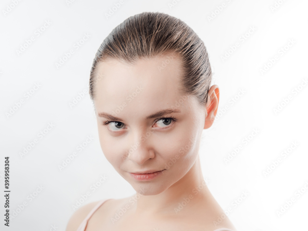 Beautiful Young Woman with Clean Fresh Skin look away .Girl beauty face ...