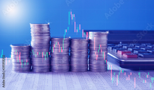 graph coins stock finance and business background