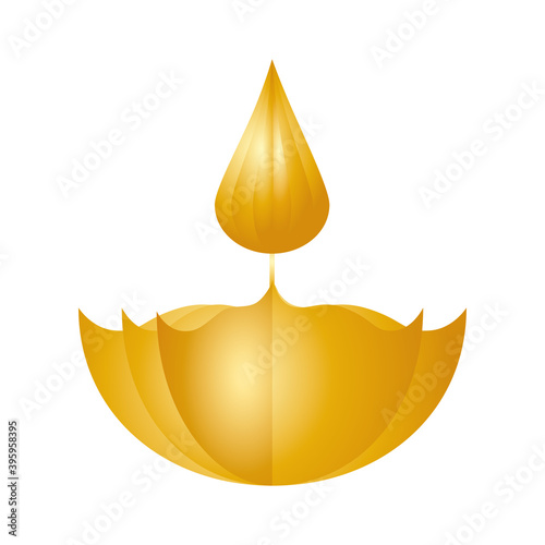 golden diwali candle decorative icon vector illustration design