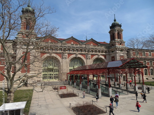 Ellis Island Immigrant building entrance, now a museum in New York.