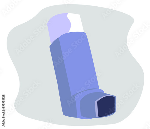 Huge Purple Inhaler on Gray Background. Flat Vector Illustration.