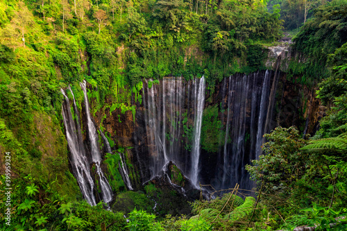 Beautiful Tumpak Sewu waterfall, Tumpak Sewu Waterfall is the most beautiful waterfall on Java and Indonesia. Long Exposure.