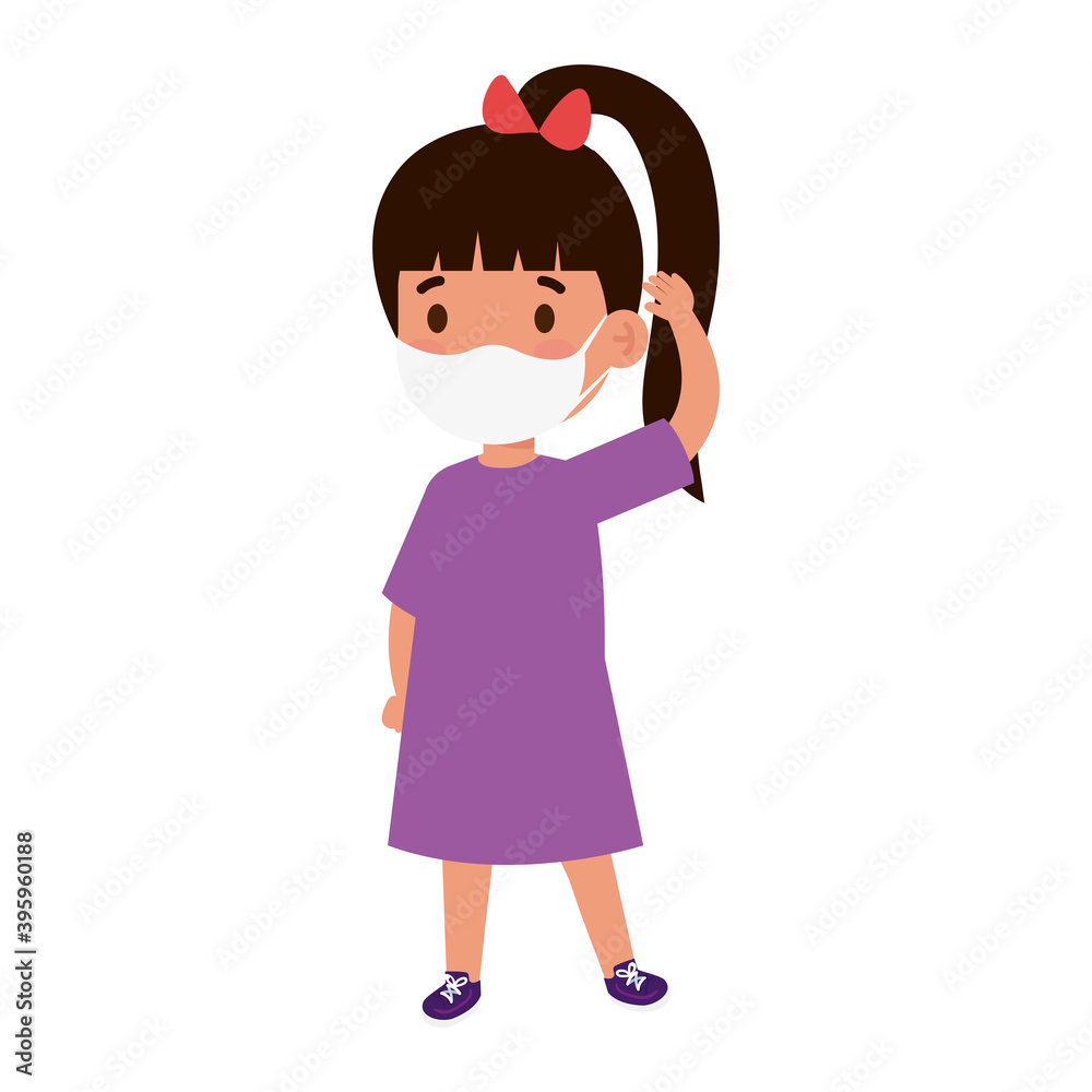 little girl wearing medical mask vector illustration design little girl wearing medical mask vector illustration design