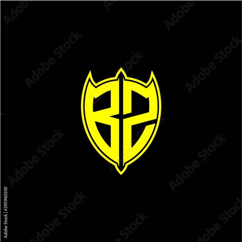 the initial letter of the shield logo B Z is yellow. Free Download the initial letter of the shield logo B Z is yellow. - GFXLoad