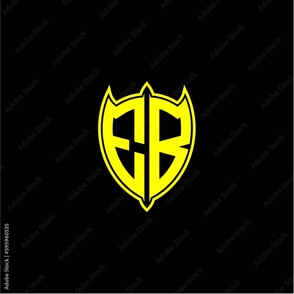 the initial letter of the shield logo E B is yellow. the initial letter of the shield logo E B is yellow.